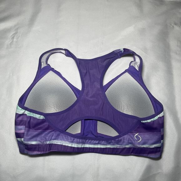 Brooks Moving Comfort Sports Bra Size L Purple Racerback Wireless Max Support - Picture 2 of 6